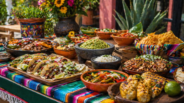 seasonal Tex-Mex catering spread
